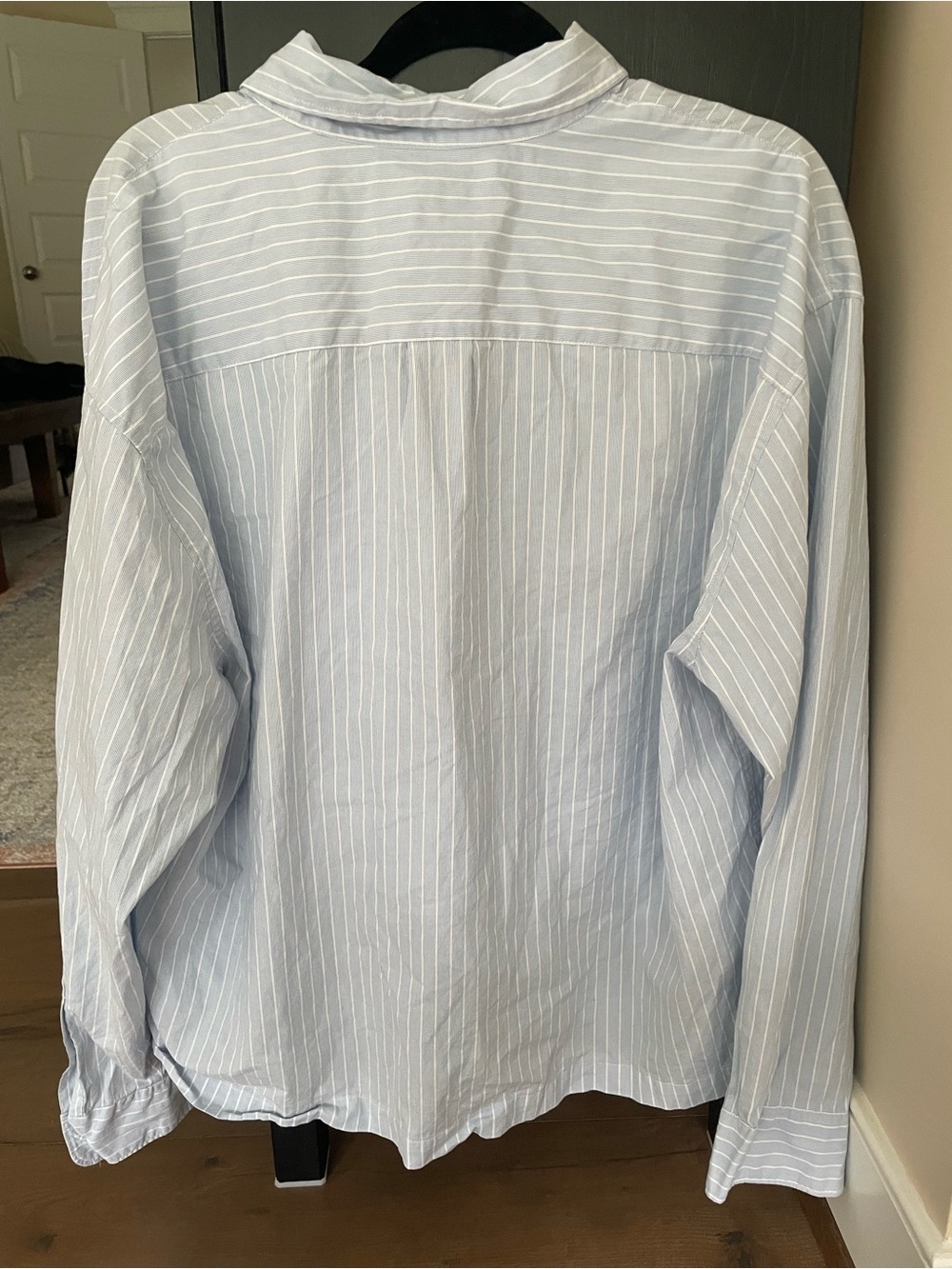 Abercrombie & Fitch Oversized Cropped Oxford blue/white button down, XL - Picture 3 of 6